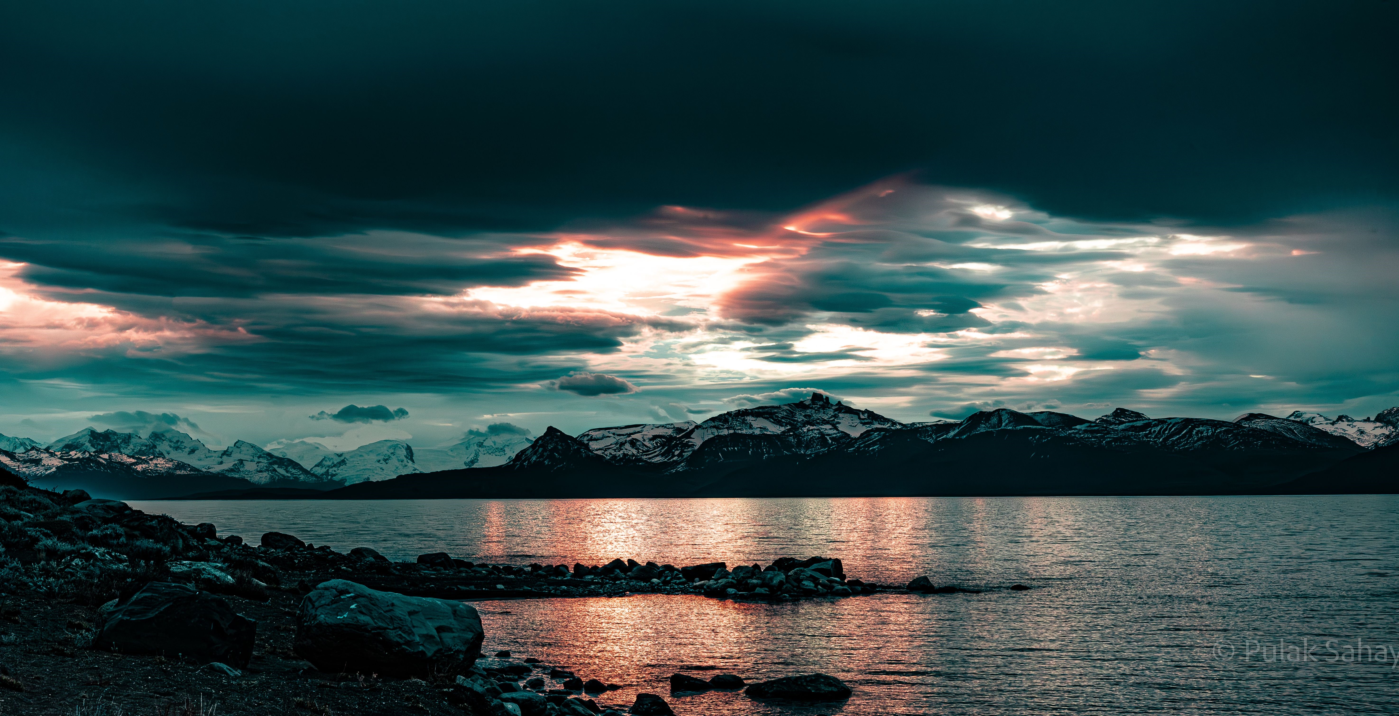 Orange and blue clouds